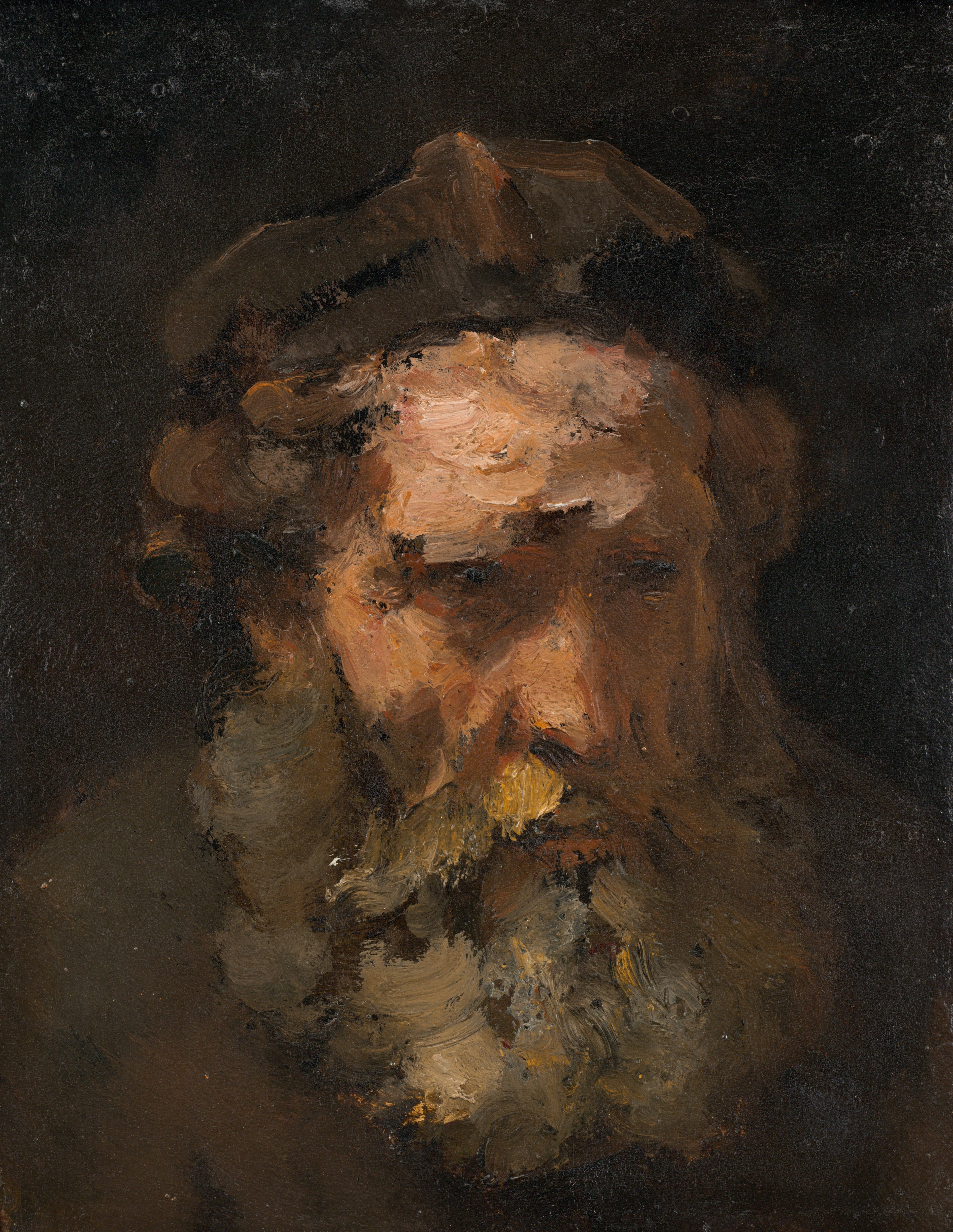 Reproduction du tableau « Tête de Saint Matthieu - Rembrandt » par Alpha Reproduction en peinture à l’huile