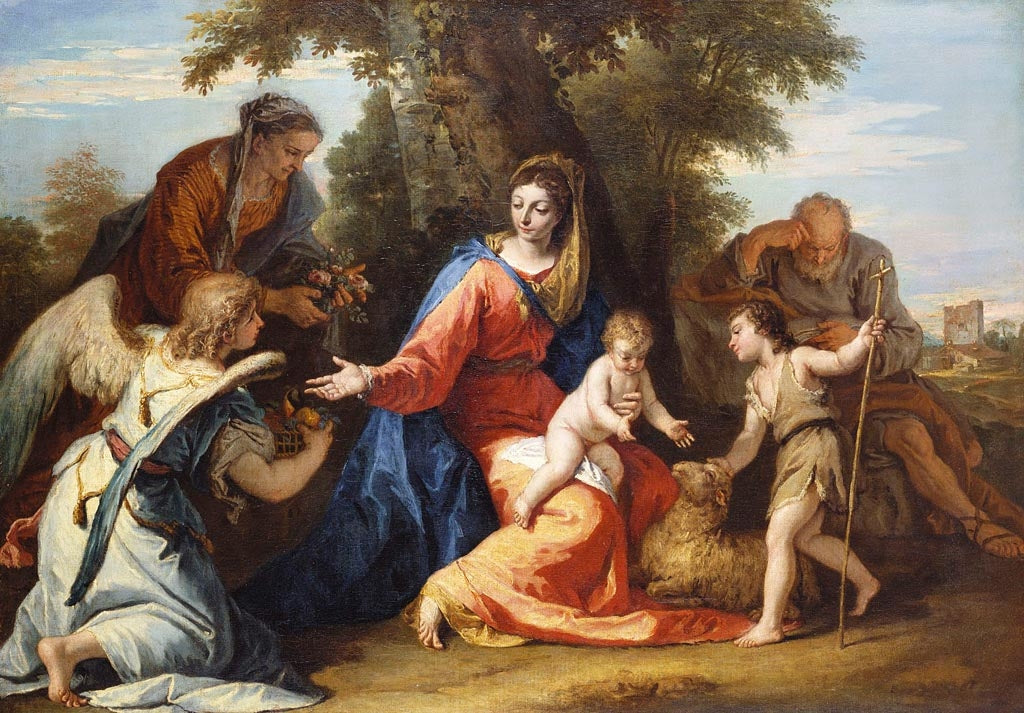 La Sainte Famille avec sainte Élisabeth, saint Jean-Baptiste et un ange - Sebastiano Ricci