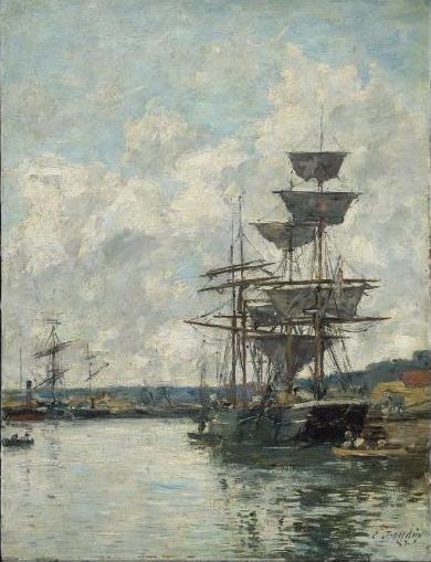 Reproduction du tableau « Bateaux au Havre - Eugène Boudin » par Alpha Reproduction en peinture à l’huile