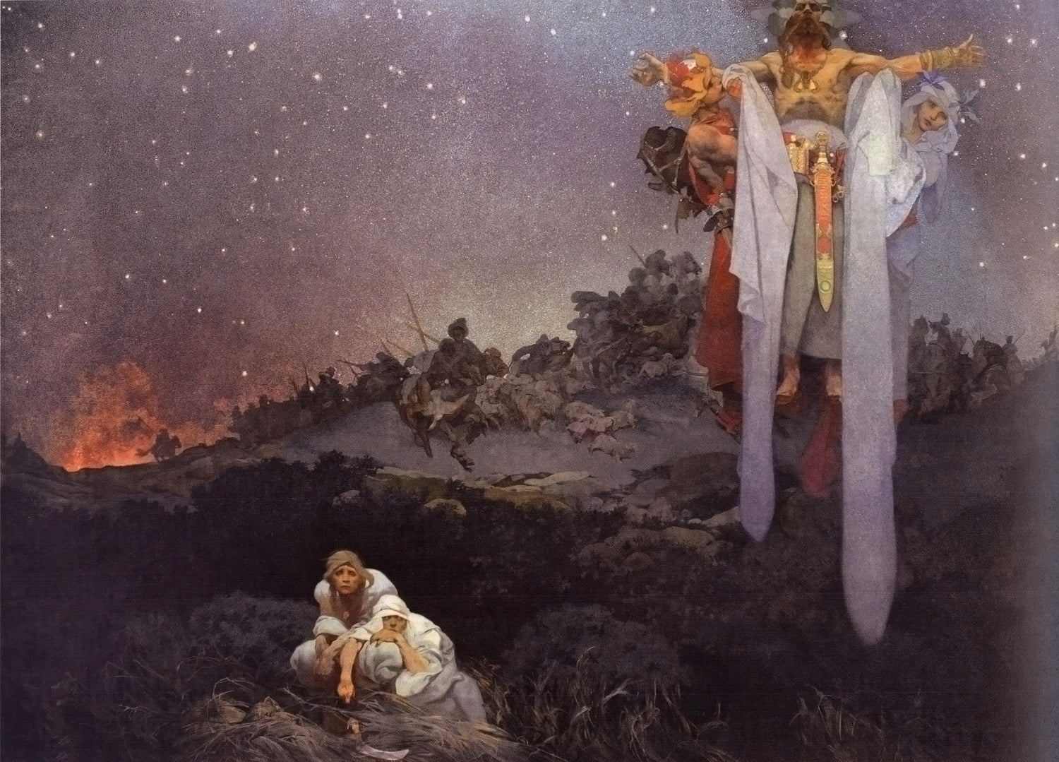 Otroci ve své prehistorické lokalitě - Alphonse Mucha