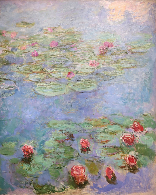 🌺 Lekníny – Červené květy v plném květu, Claude Monet