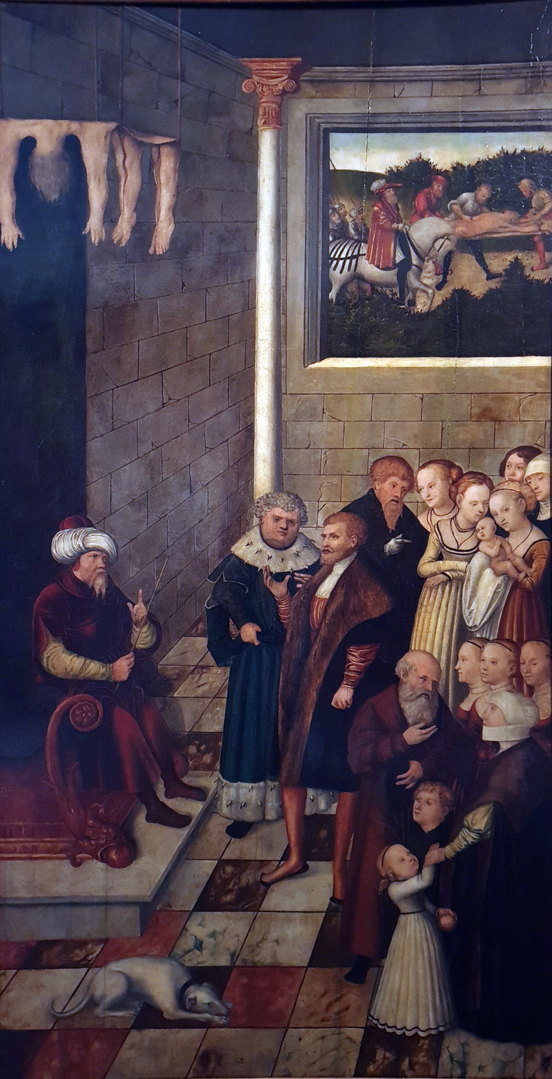 Souhrn Kambyse (ukázkové panely voliče Joachima II) - Lucas Cranach starší