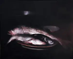 Mrtvá příroda s rybami - William Merritt Chase