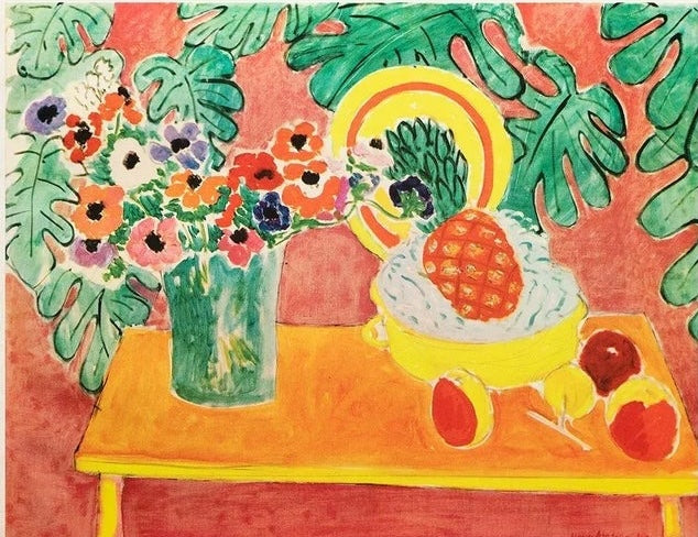 Reproduction du tableau « Ananas et anémones - Henri Matisse » par Alpha Reproduction en peinture à l’huile