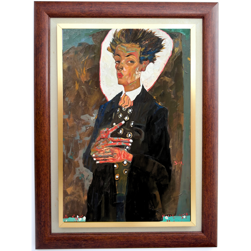 Autoportrét v vestě - Egon Schiele