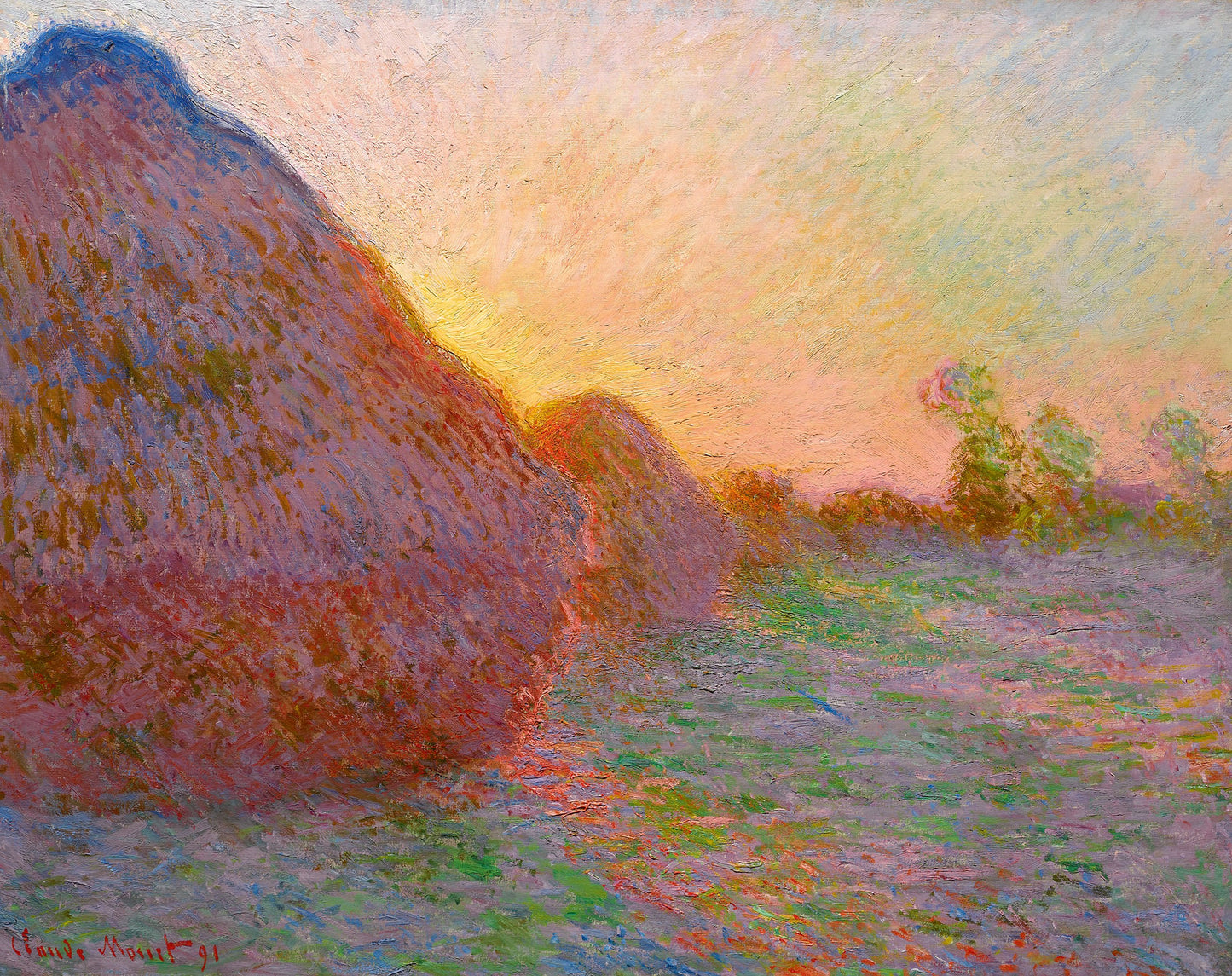Meule, poslední paprsky slunce - Claude Monet