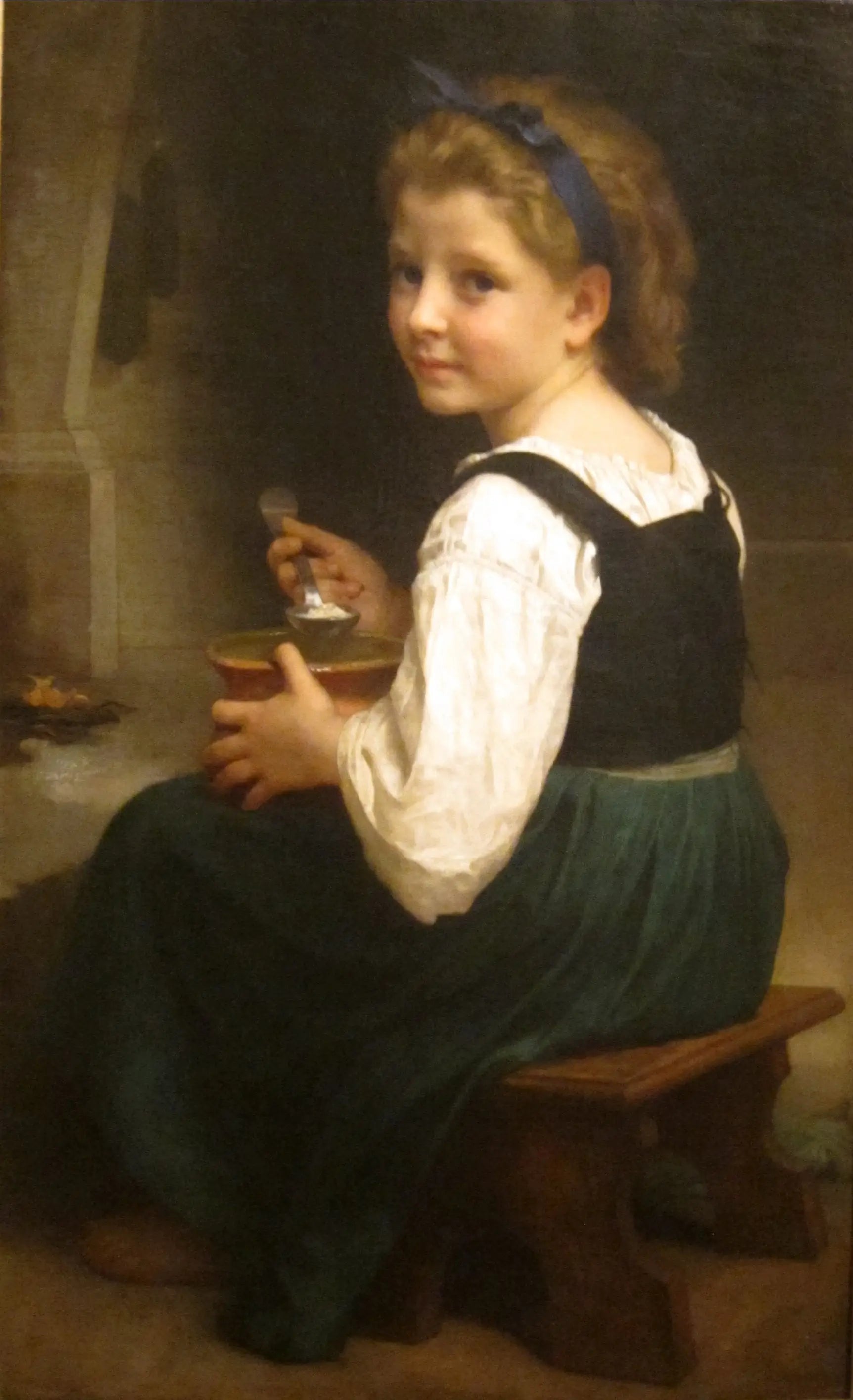 Reproduction du tableau « Enfant à la tasse de lait - Bouguereau » par Alpha Reproduction en peinture à l’huile
