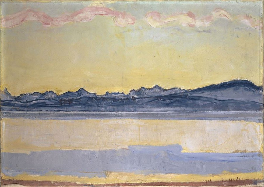 Lac de Genève et chaîne du Mont-Blanc à l'aurore - Ferdinand Hodler