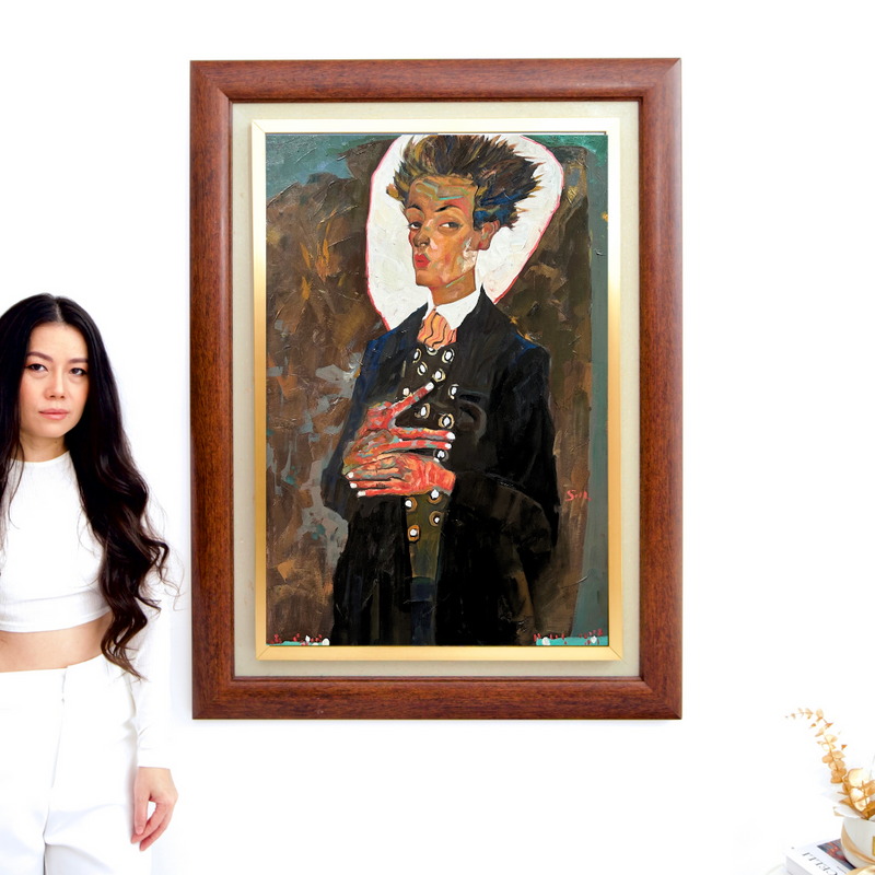 Autoportrét v vestě - Egon Schiele