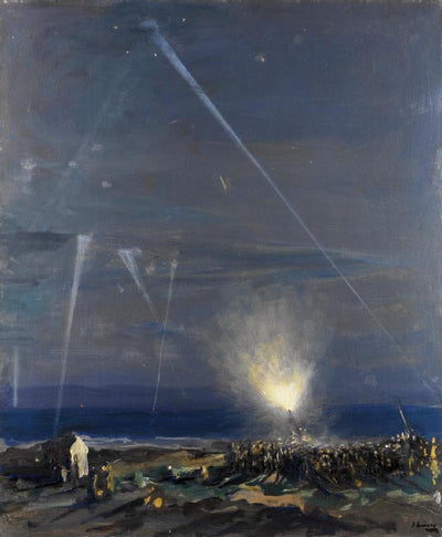 Défense côtière : un canon antiaérien de 18 livres, Tyneside - John Lavery