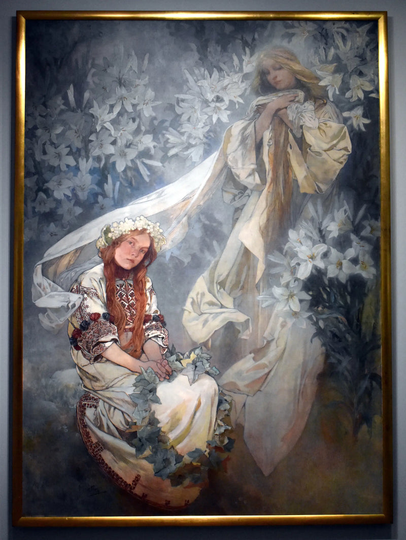 Panna s liliemi - Alphonse Mucha