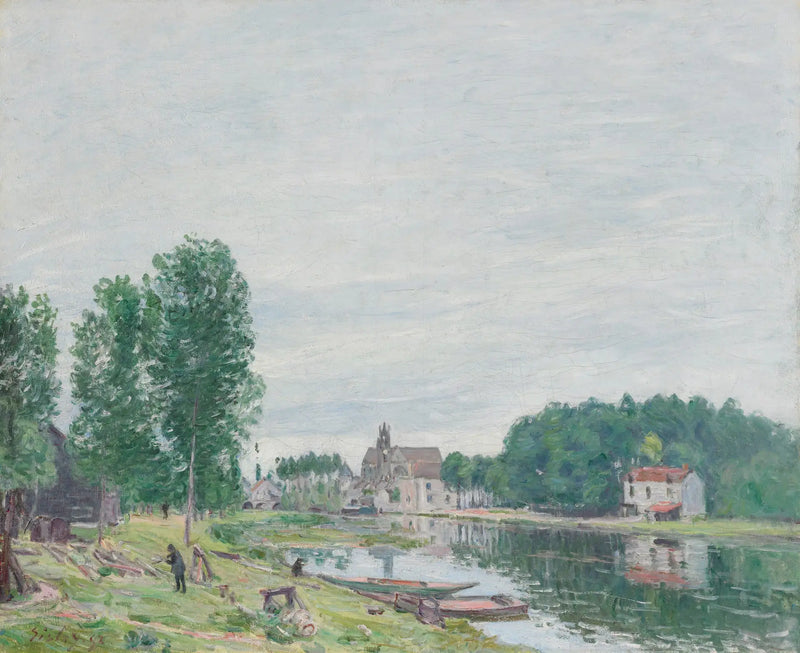 Loděnice Matrat, Moret-Sur-Loing, deštivé počasí - Alfred Sisley