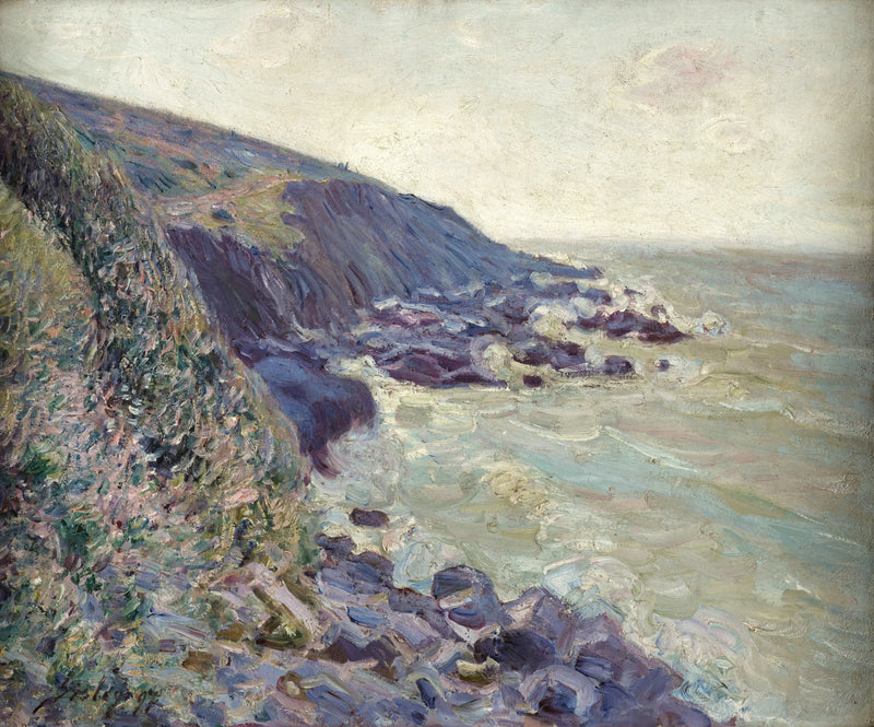 Jižní západní vítr nad zálivem Langland, ranní efekt - Alfred Sisley