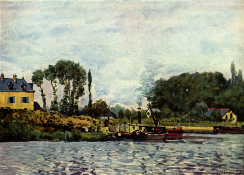 Lodě u zámku Bougival - Alfred Sisley