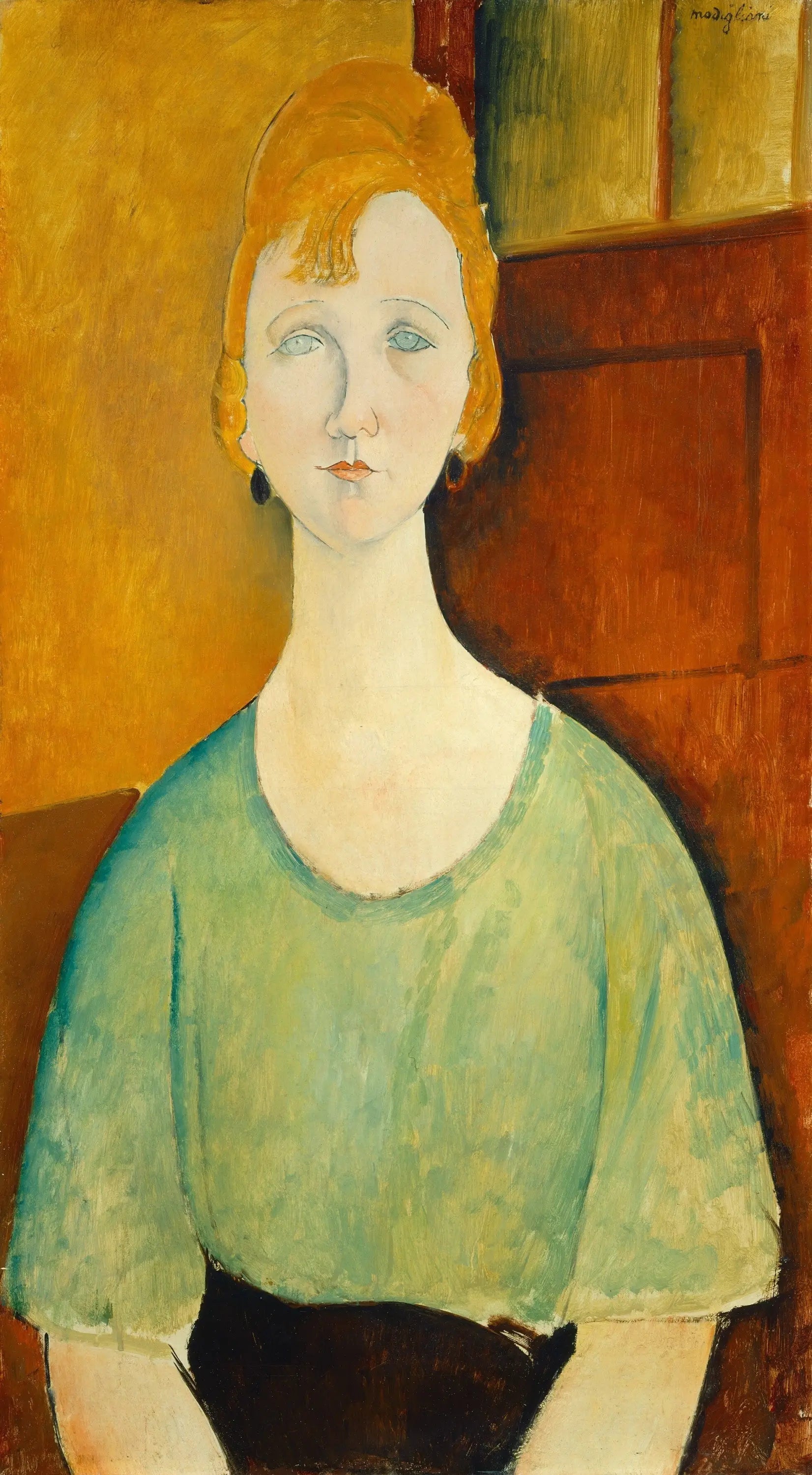 Reproduction du tableau « Fille en chemisier vert - Amedeo Modigliani » par Alpha Reproduction en peinture à l’huile