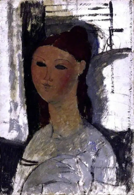 Reproduction du tableau « Portrait d'une jeune femme, assise - Amedeo Modigliani » par Alpha Reproduction en peinture à l’huile