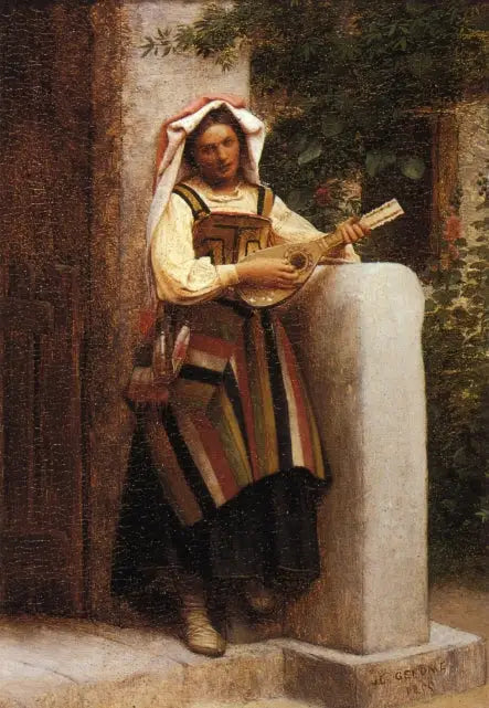 Italanka hrající na mandolínu - Jean-Léon Gérôme