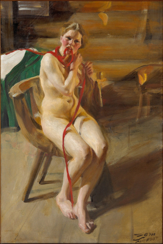 Femme nue se peignant les cheveux - Anders Zorn
