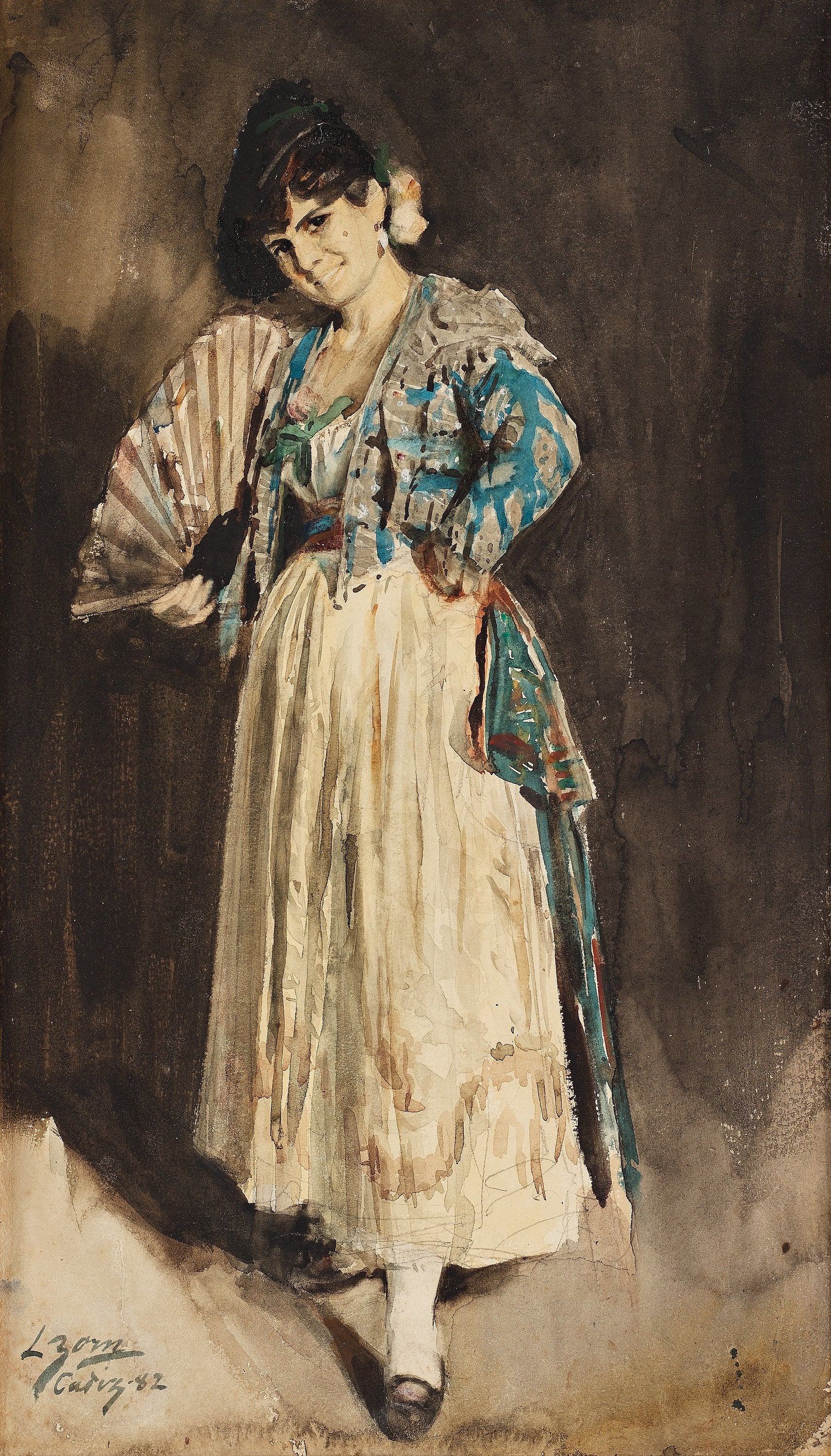 Dame espagnole avec béret noir - Anders Zorn