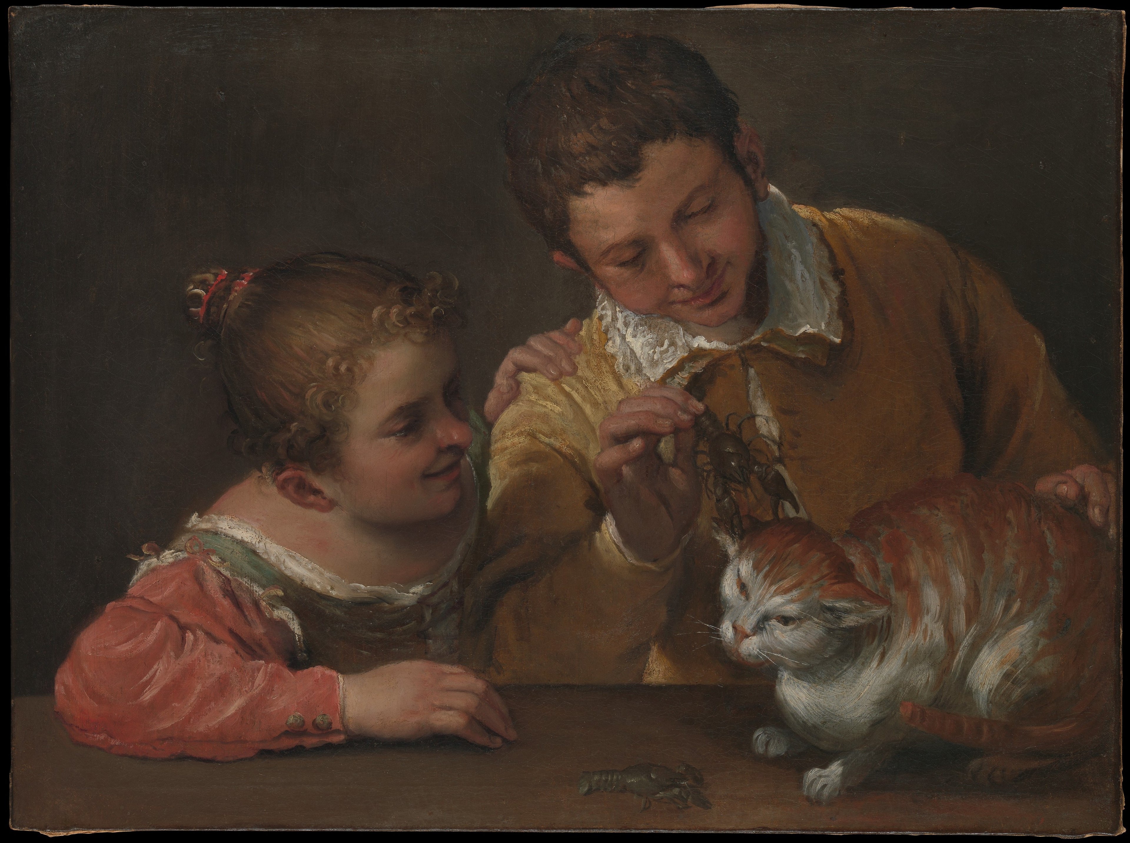 Deux enfants tourmentant un chat - Annibale Carracci