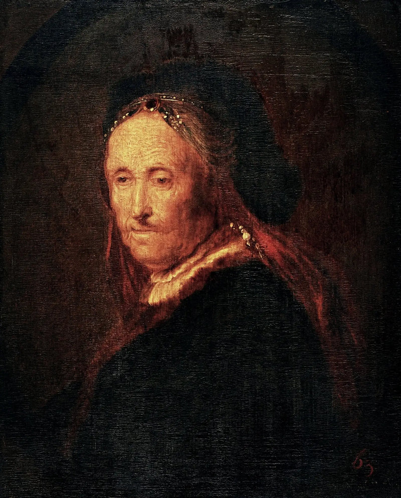 Starší žena v orientálním kostýmu (Portrét Rembrandtovy matky). - Rembrandt