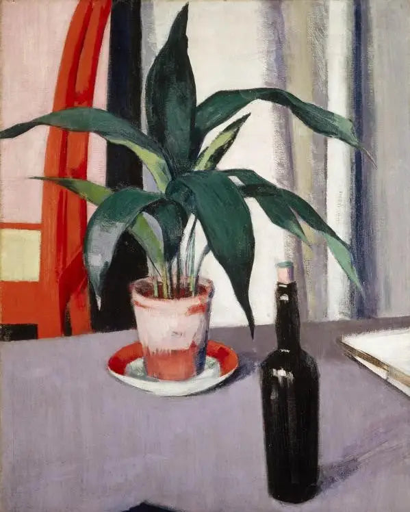 Aspidistra a láhev na stole - Francis Cadell