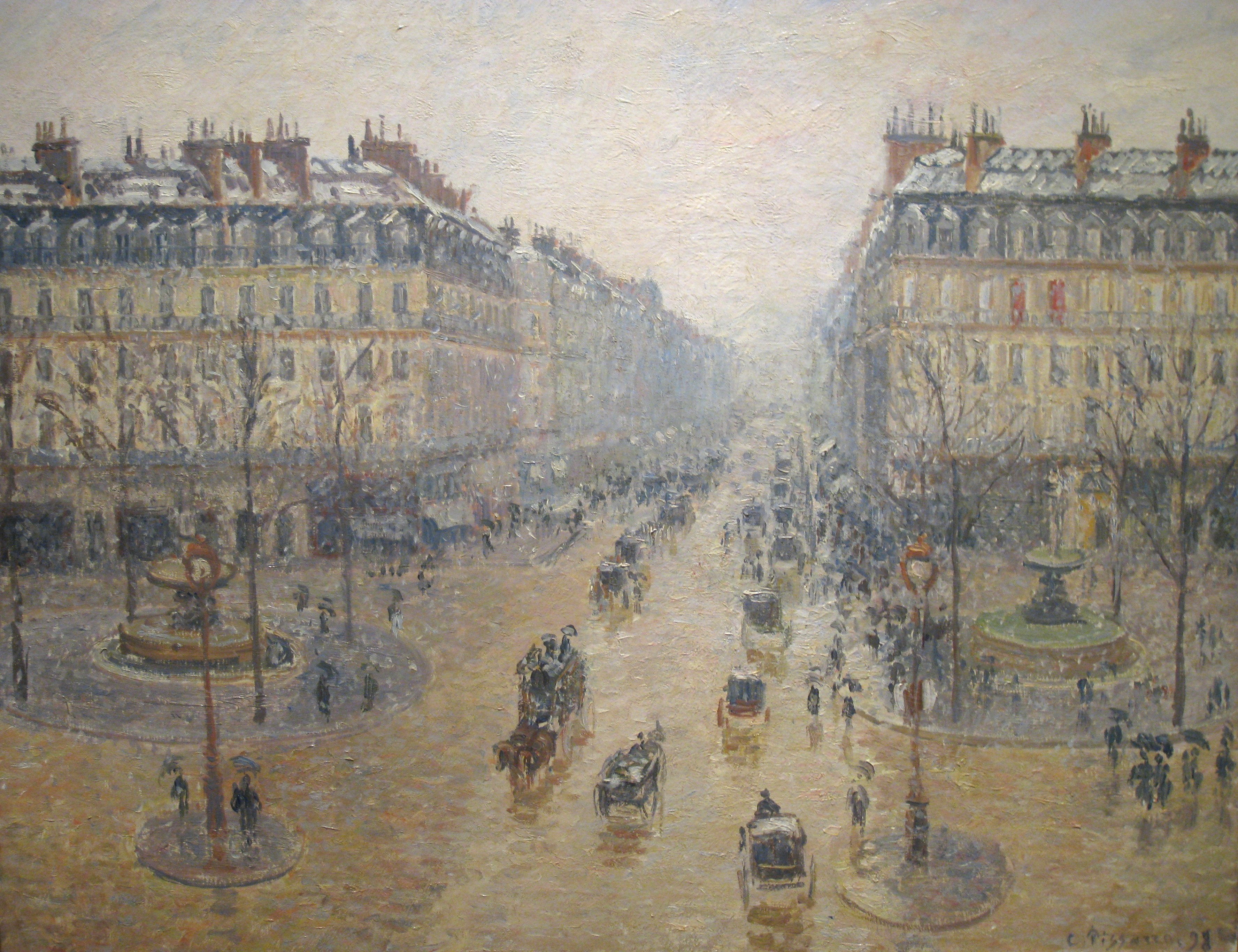 Reproduction du tableau « Avenue de l'Opéra, effet de neige, le matin - Camille Pissarro » par Alpha Reproduction en peinture à l’huile