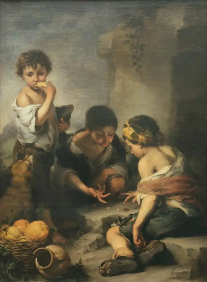 Mladí chlapci hrající kostky - Bartolomé Esteban Murillo