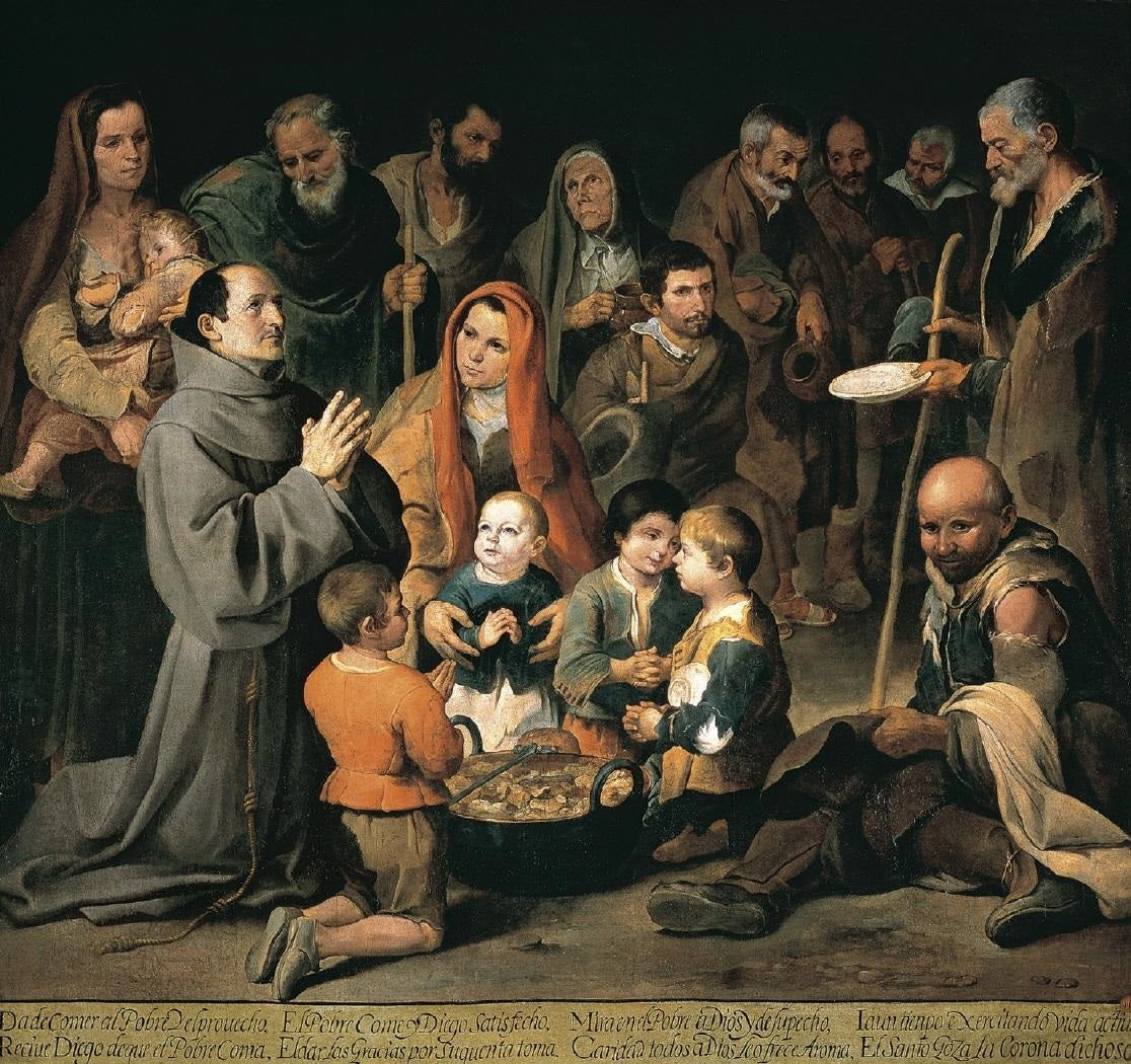 Saint Didaque d'Alcalá nourrissant les pauvres - Bartolomé Esteban Murillo