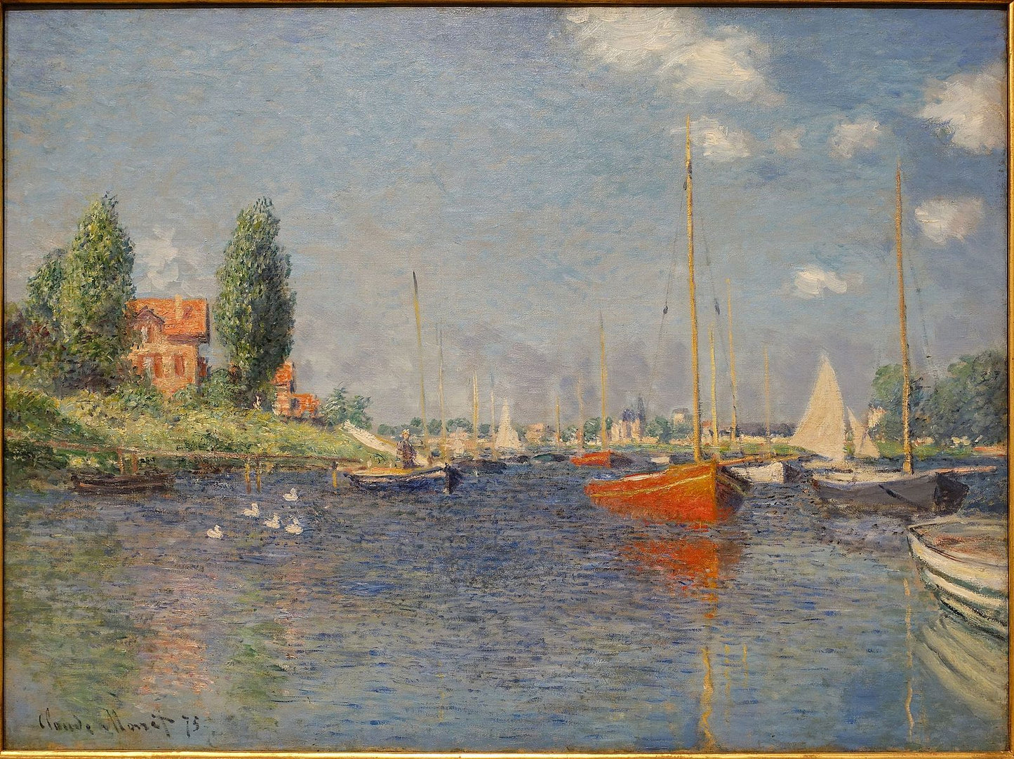 ⛵ Červená loď v Argenteuil – Claude Monet (1875)