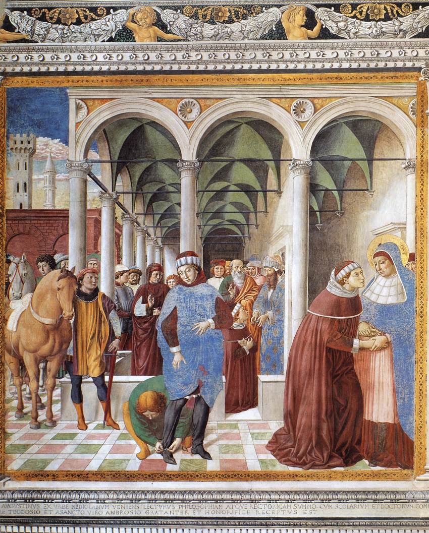 Arrivée de saint Augustin à Milan (scène 8, mur nord) - Benozzo Gozzoli