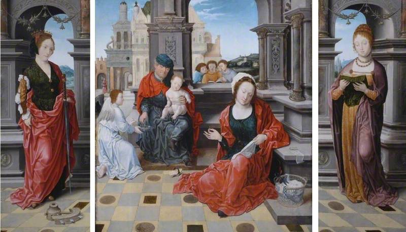 La Sainte Famille avec sainte Catherine et sainte Barbe - Bernard van Orley