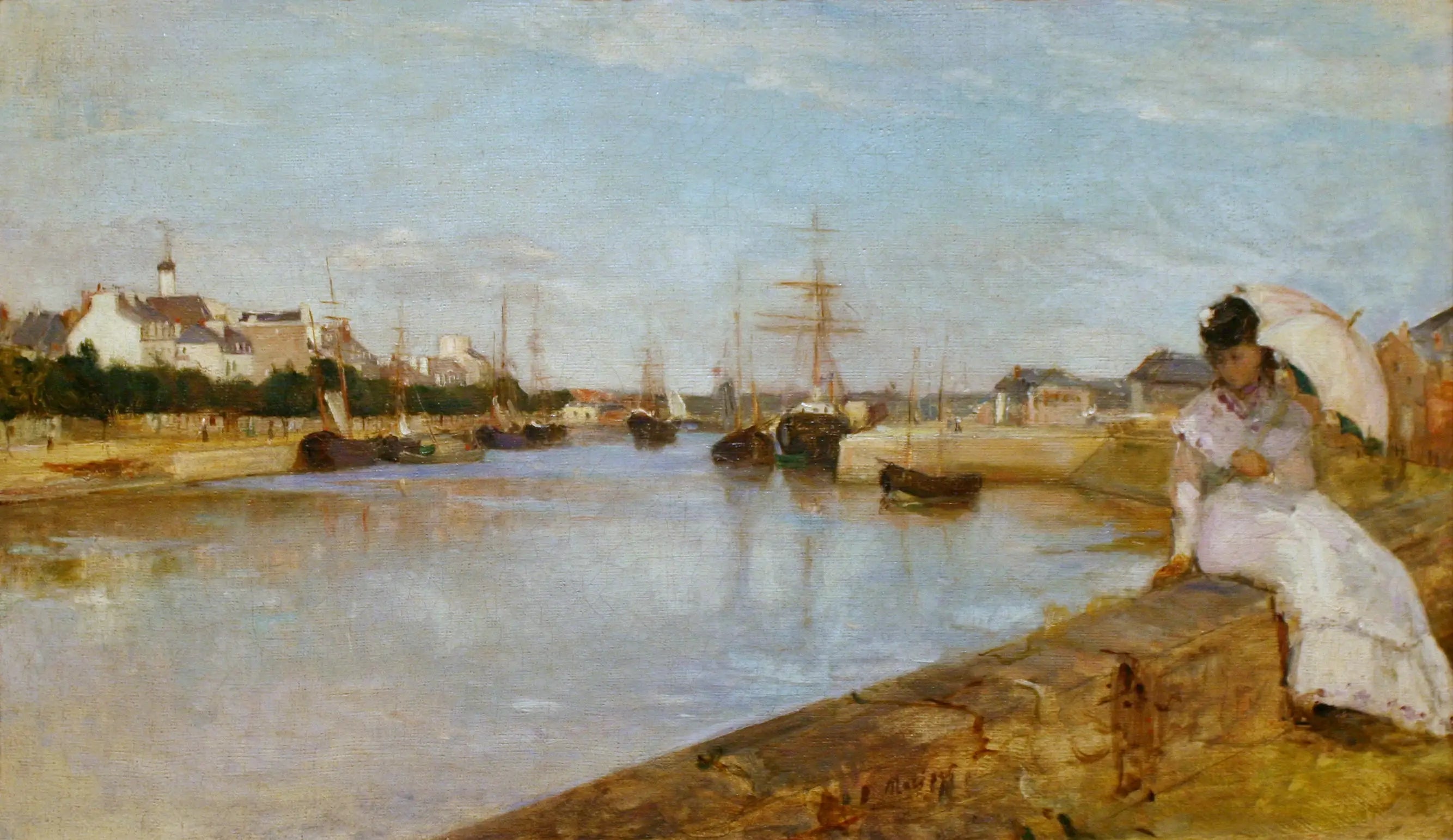 Reproduction du tableau « Vue du petit port de Lorient - Berthe Morisot » par Alpha Reproduction en peinture à l’huile
