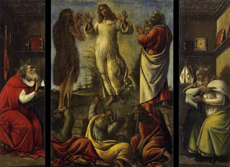 Transfigurace, svatý Jeroným a svatý Augustin - Sandro Botticelli
