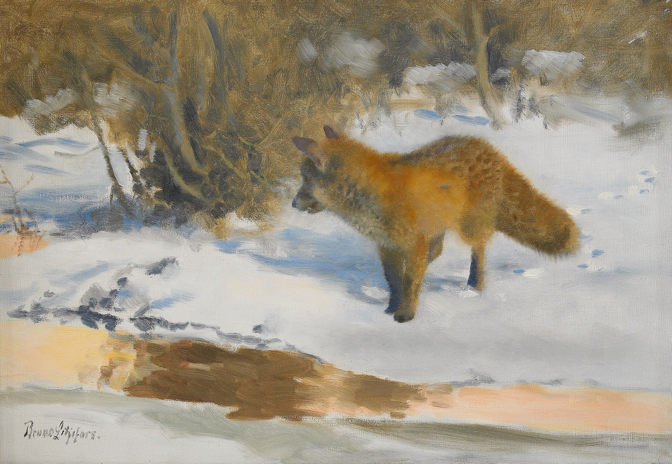 Paysage d'hiver avec un renard - Bruno Liljefors