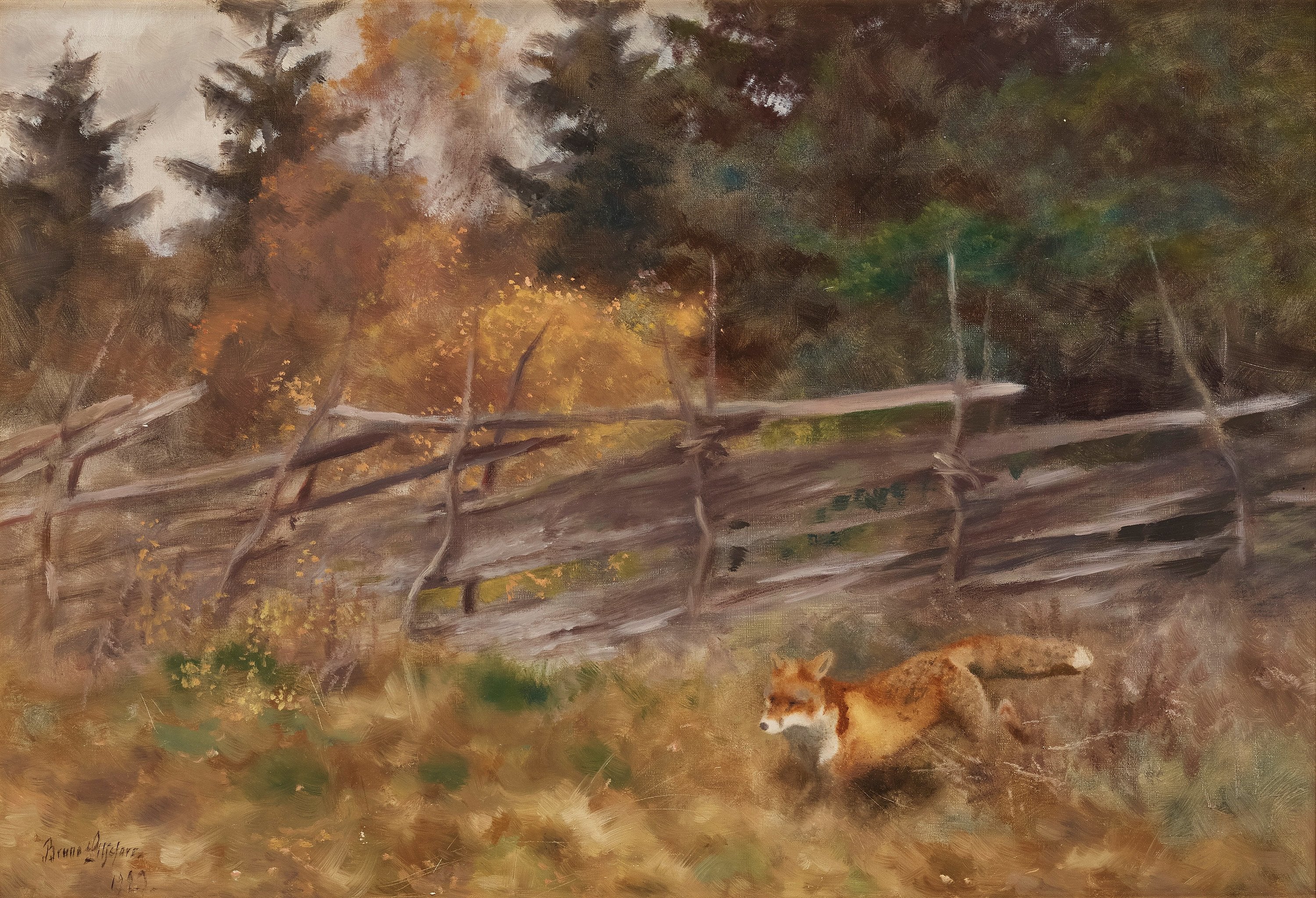 Renard dans un paysage d'automne - Bruno Liljefors