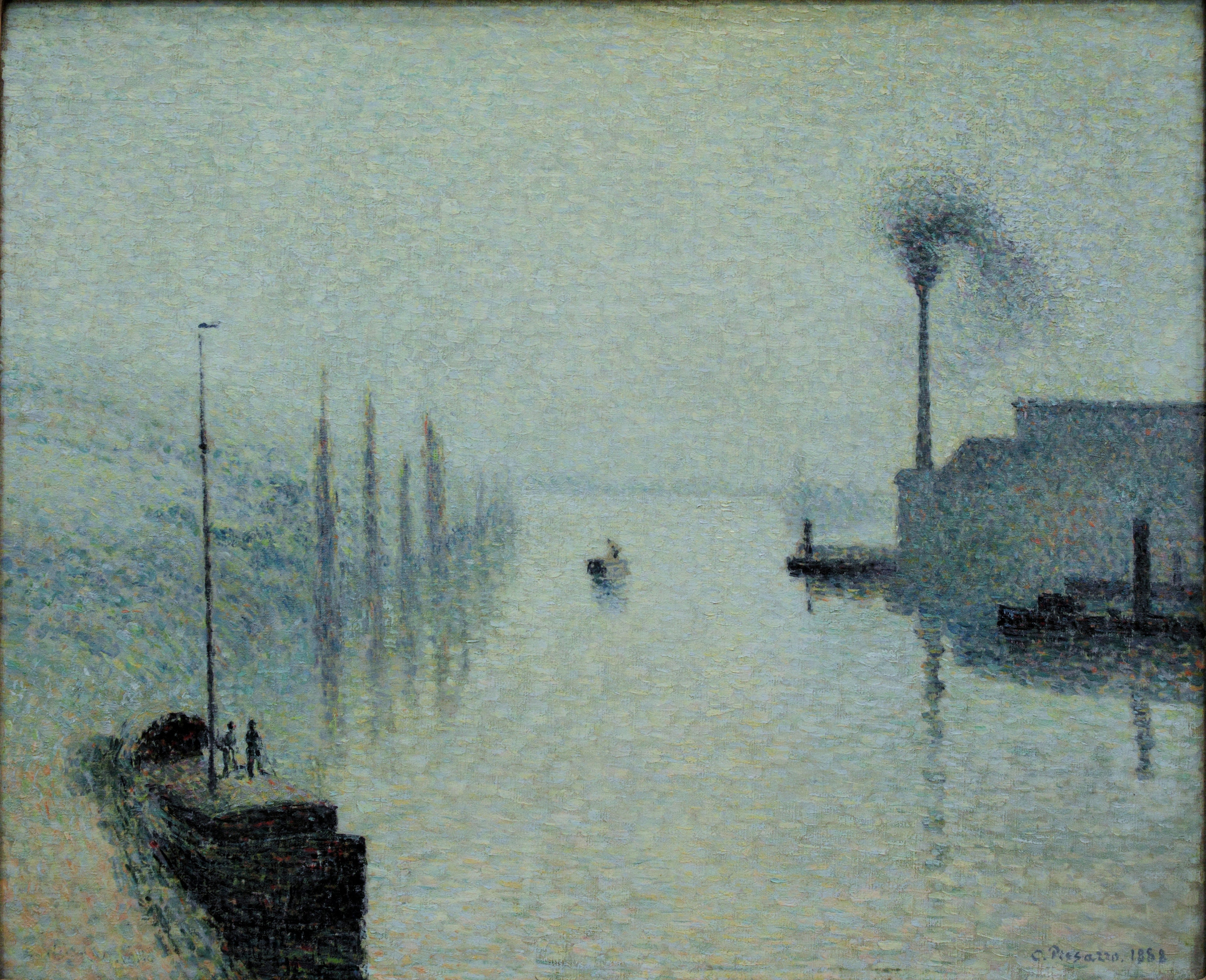 Reproduction du tableau « La Seine à Rouen, l'île Lacroix, effet de brouillard - Camille Pissarro » par Alpha Reproduction en peinture à l’huile