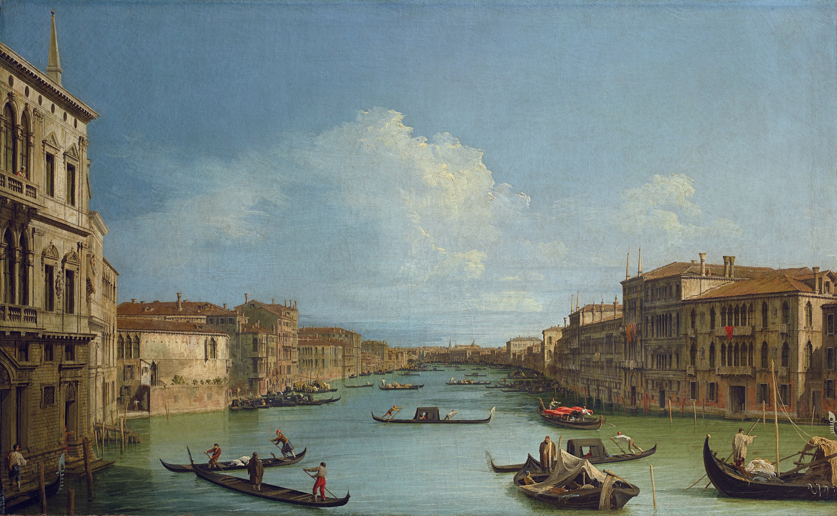 Le Grand Canal, depuis Ca' Foscari vers le pont du Rialto - Canaletto