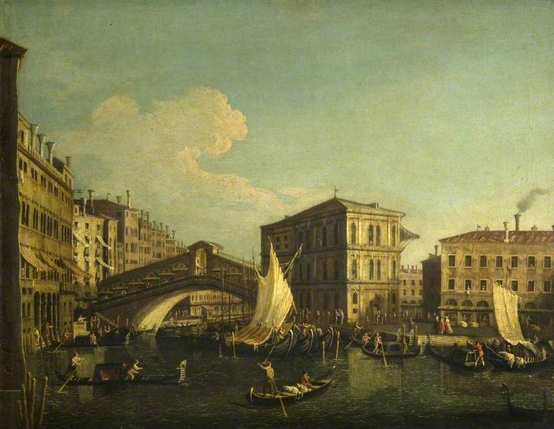 Venise : le pont du Rialto vu du nord - Canaletto
