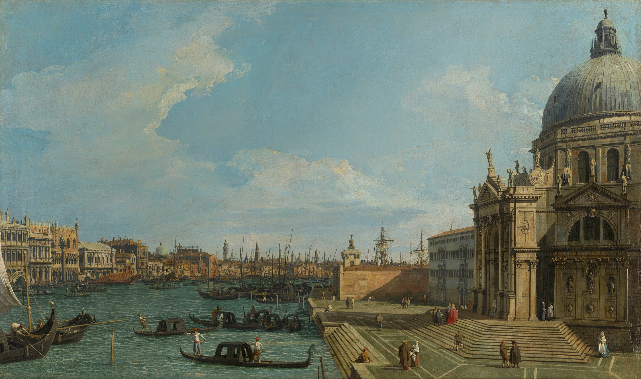 Venise : le Grand Canal avec Santa Maria della Salute vers la Riva degli Schiavoni - Canaletto