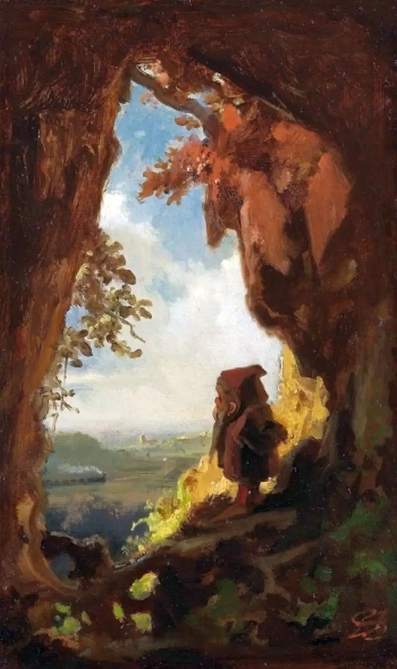Trpaslík sledující vlak - Carl Spitzweg