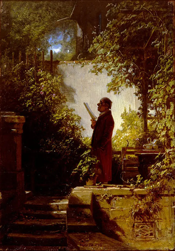 Čtenář novin v zahradě - Carl Spitzweg
