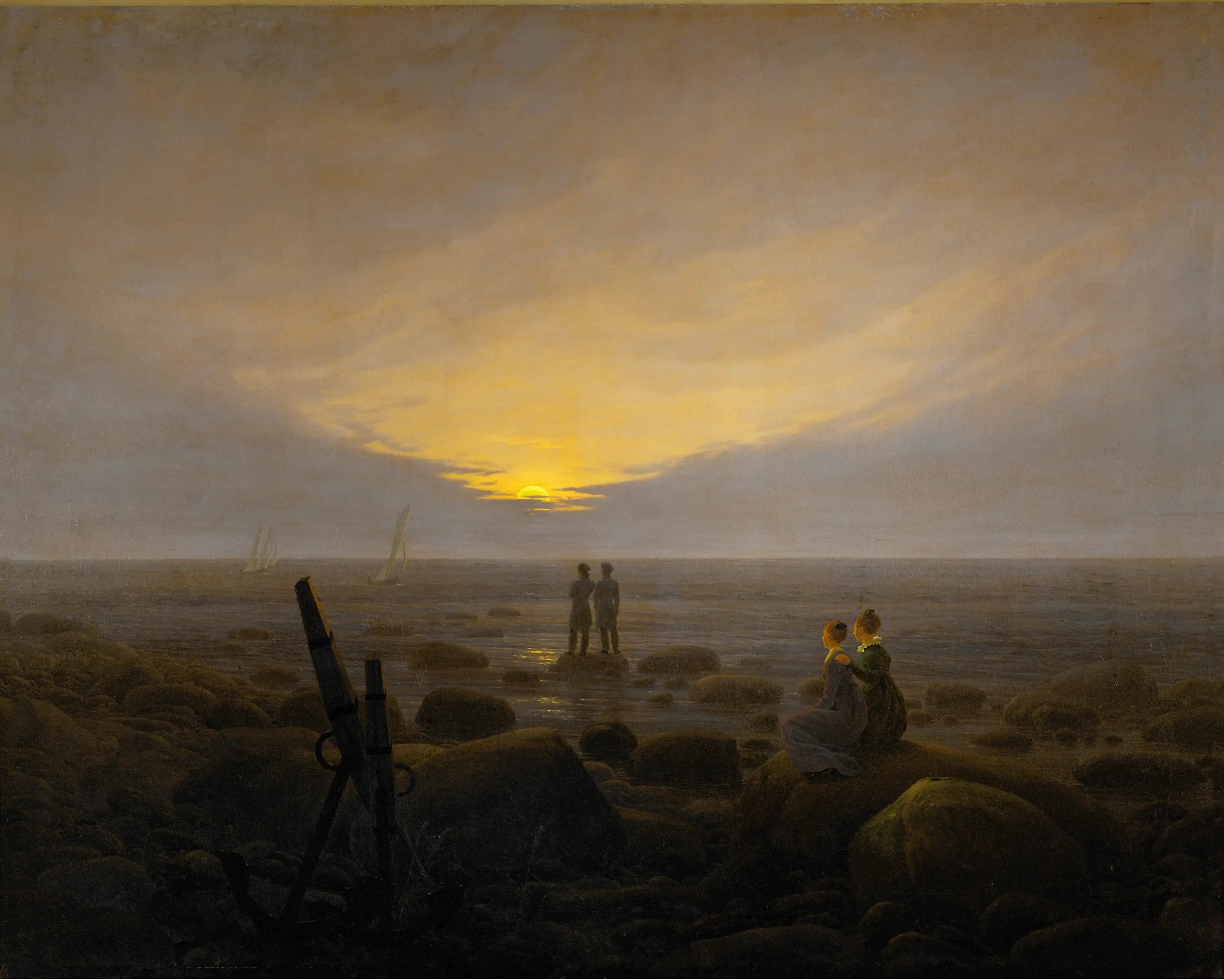 Reproduction du tableau « Lever de lune sur la mer - Caspar David Friedrich » par Alpha Reproduction en peinture à l’huile