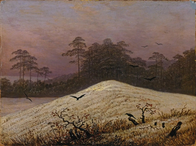 sněhový kopec s havrany - Caspar David Friedrich