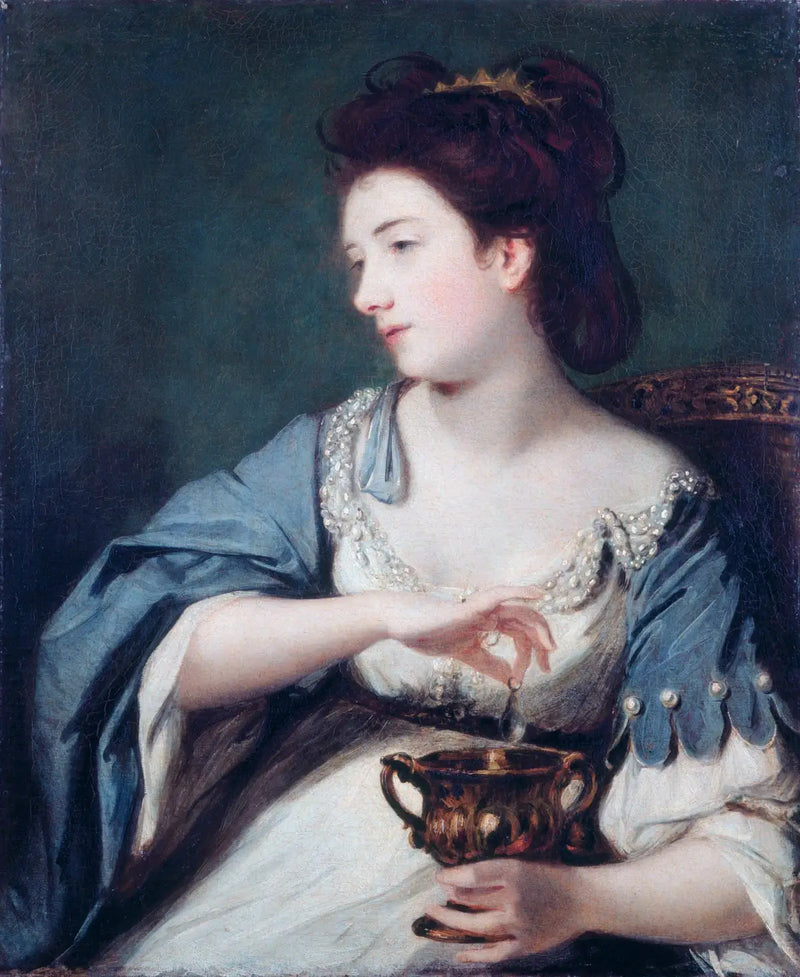 Kitty Fisher (1741–1767) v roli Kleopatry rozpouštějící perly - Joshua Reynolds