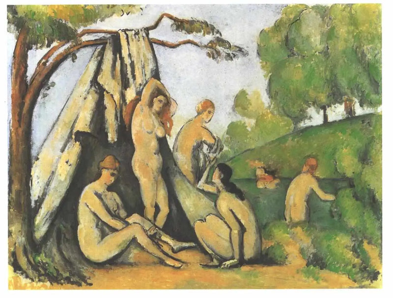 Koupající se před stanem - Paul Cézanne
