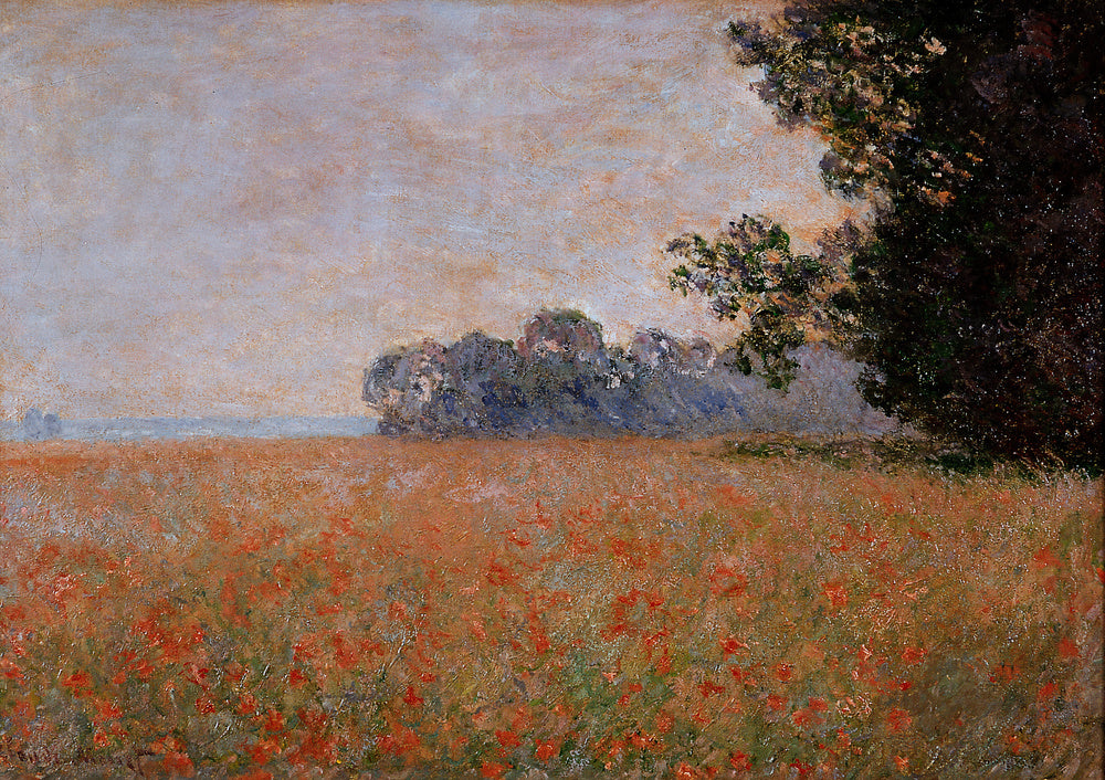 🌾 Pole ovsa s máky – Claude Monet (kolem roku 1890)