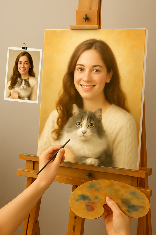 🎨 Přizpůsobitelný portrét zvířete a osoby – unikátní olejomalba