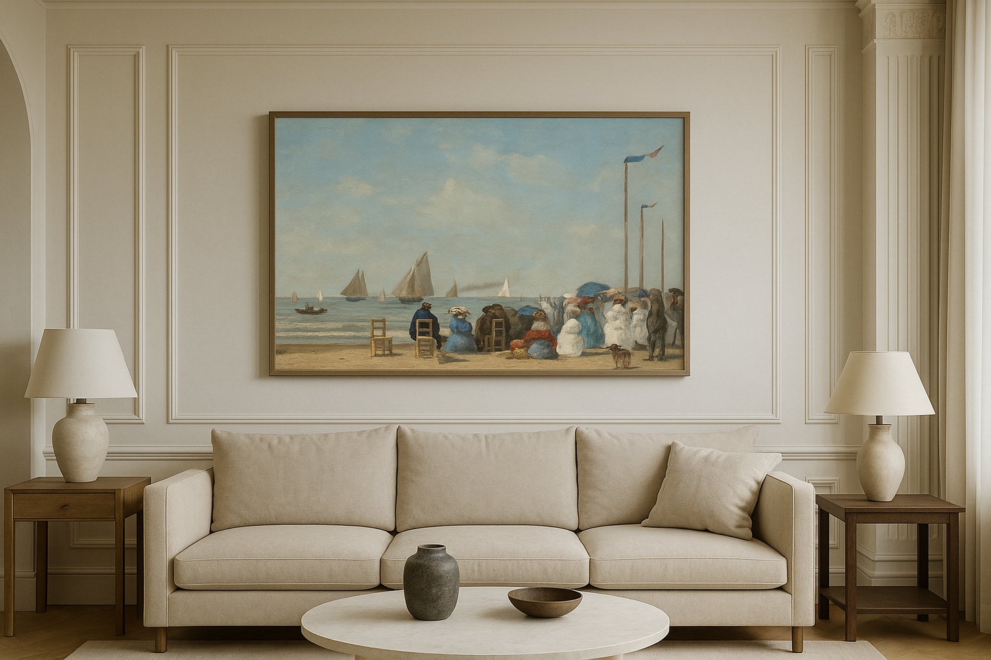 🏖️ Plážová scéna v Trouville – Eugène Boudin (1863)