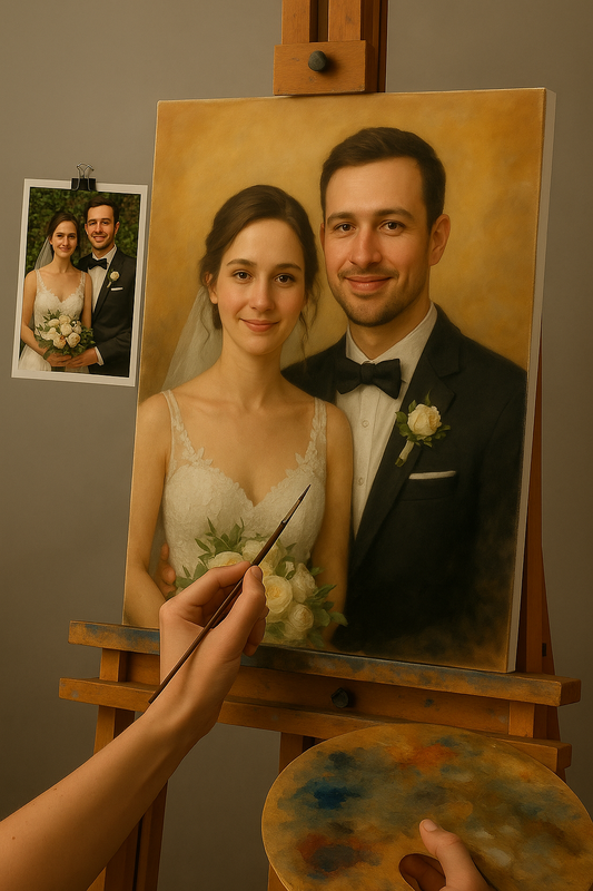 💍 Personalizovatelný svatební obraz – olejomalba Emocion a elegance